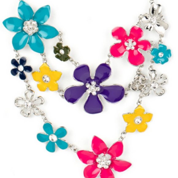 Multi colored Flower Necklace empire Zi - Picture 1 of 3
